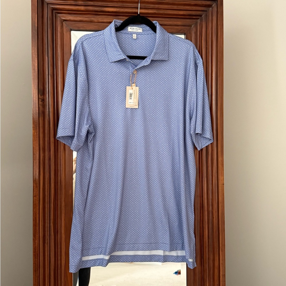 Peter Millar Blue Polo Shirt Classic Short-Sleeve Design
